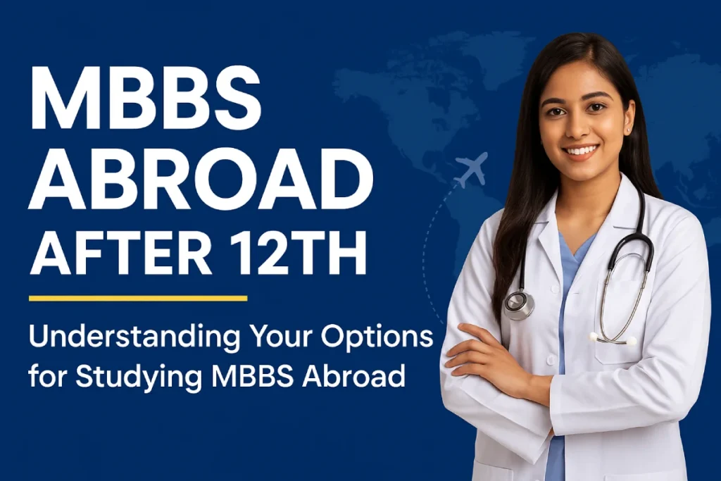 MBBS Abroad After 12th – Female medical student with stethoscope.