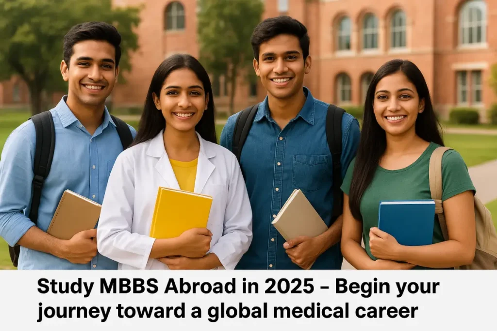 Image promoting MBBS studies abroad in 2025, highlighting global medical career opportunities by Annamalayar Educational Trust.