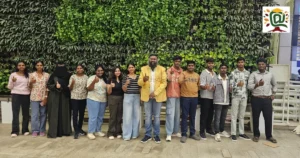 Founder R N Madhan Kumar standing with all MBBS students at Chennai airport before leaving for Uzbekistan by Annamalayar Educational Trust