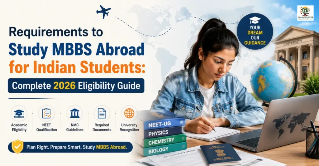 MBBS Abroad Requirements guide for Indian students covering 2026 eligibility, NEET, NMC guidelines, and required documents