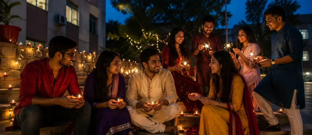 Student life in Georgia and Uzbekistan - Indian MBBS students celebrating Diwali on campus