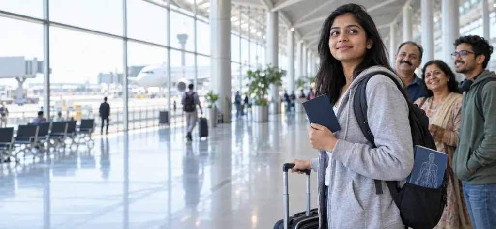 MBBS Abroad Admission 2026 student travelling overseas with family for medical studies