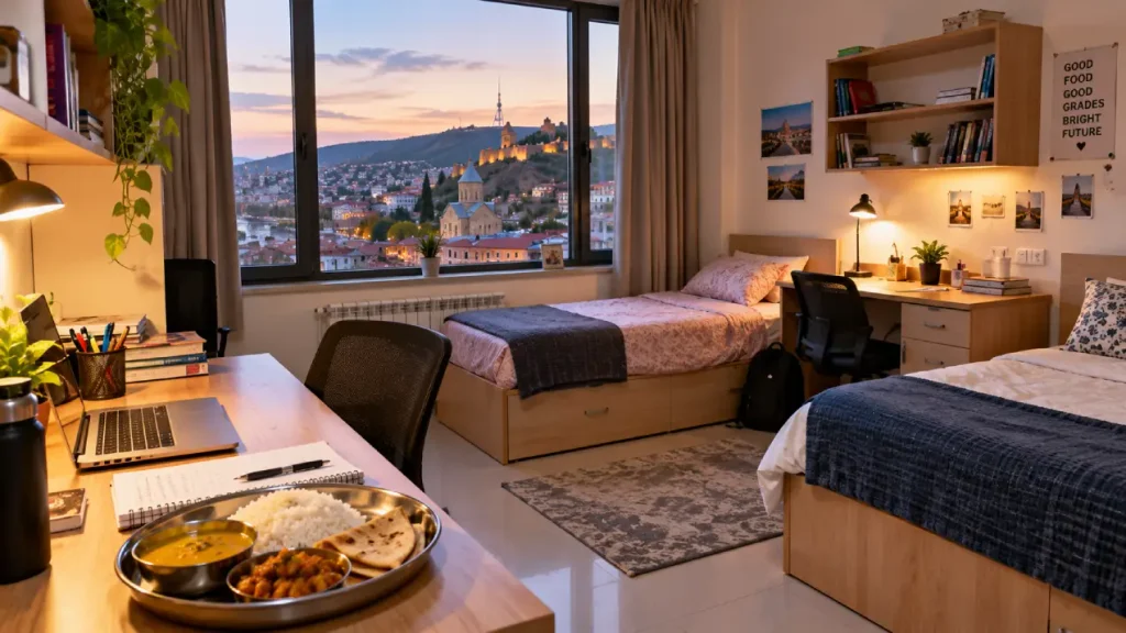 Georgian National University SEU hostel and living costs for Indian students
